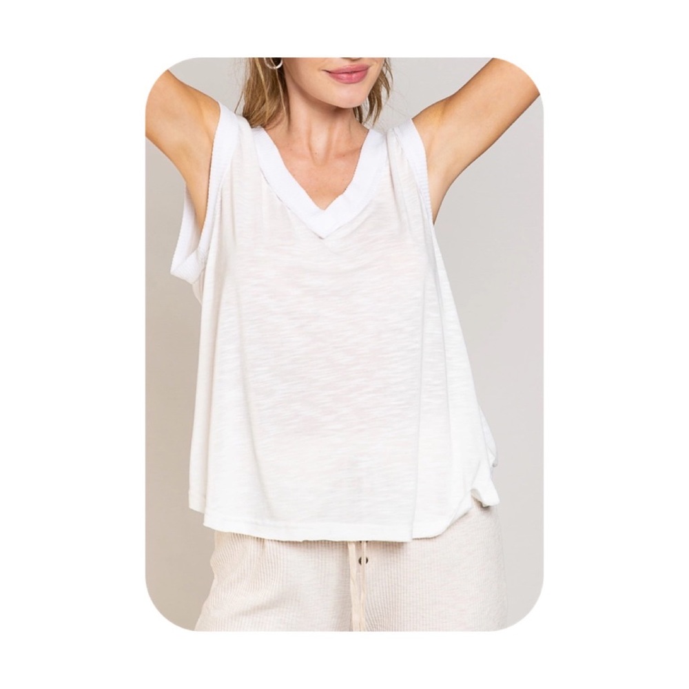MORE COLORS: V-Neck Slub Sleeveless Tee